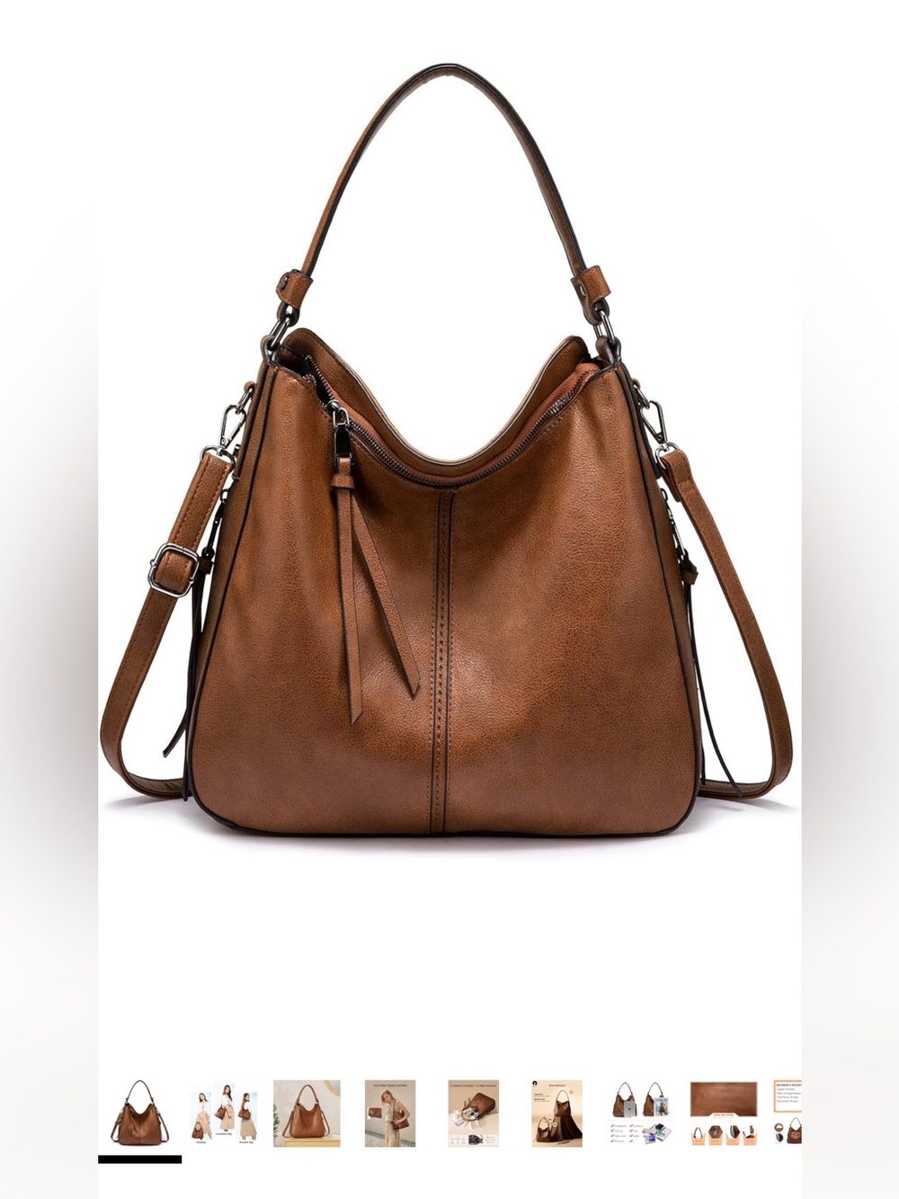 Realer Cognac Brown Faux Leather Hobo Bag Large Slouchy Shoulder Purse Crossbody
